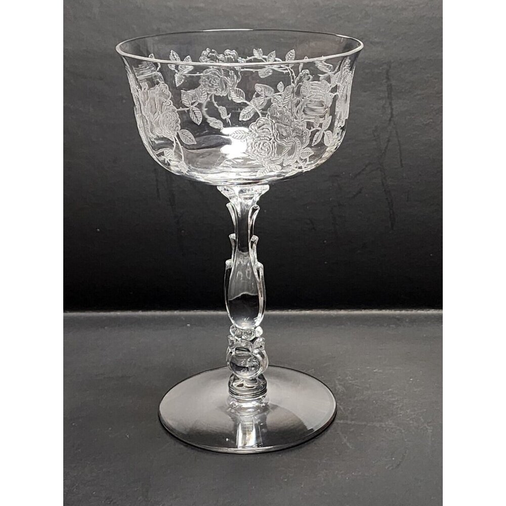 VTG Fostoria Willowmere Claret Wine Glass 6.75" Stemware Elegant Etched HTF
